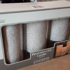 Decorative LED Candles Silver glitter